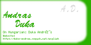 andras duka business card